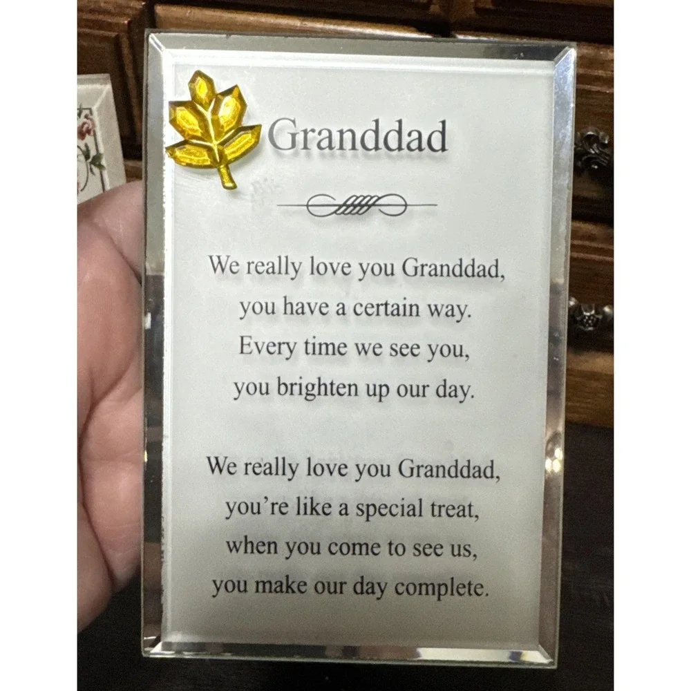 Vtg‎ Glass Frames Grandfather Grandmother Poems 4.75 X 3.25